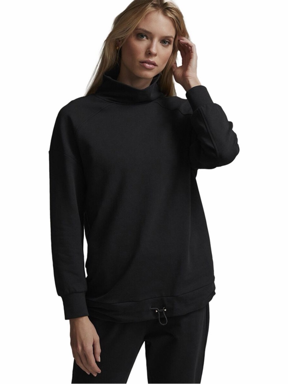 Varley Morrison high funnel neck relaxed fit Sweatshirt women's size small black